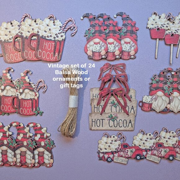 Never used Set 24 Christmas ornaments / Gift tags, 8 different Hot Cocoa designs - Picture 1 of 11